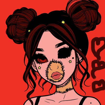 realistic girl with space buns