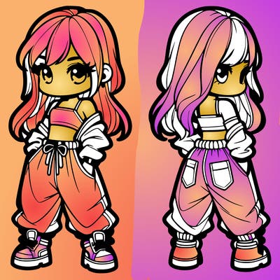 girl in crop top and baggy pants