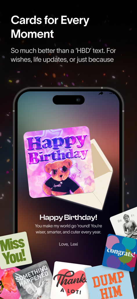 Partiful Invites - A variety of colorful and aesthetic digital greeting cards for different social occasions in the Partiful app