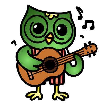 duolingo owl playing guitar