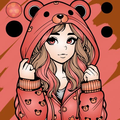 realistic girl in a animal pjs hoodie