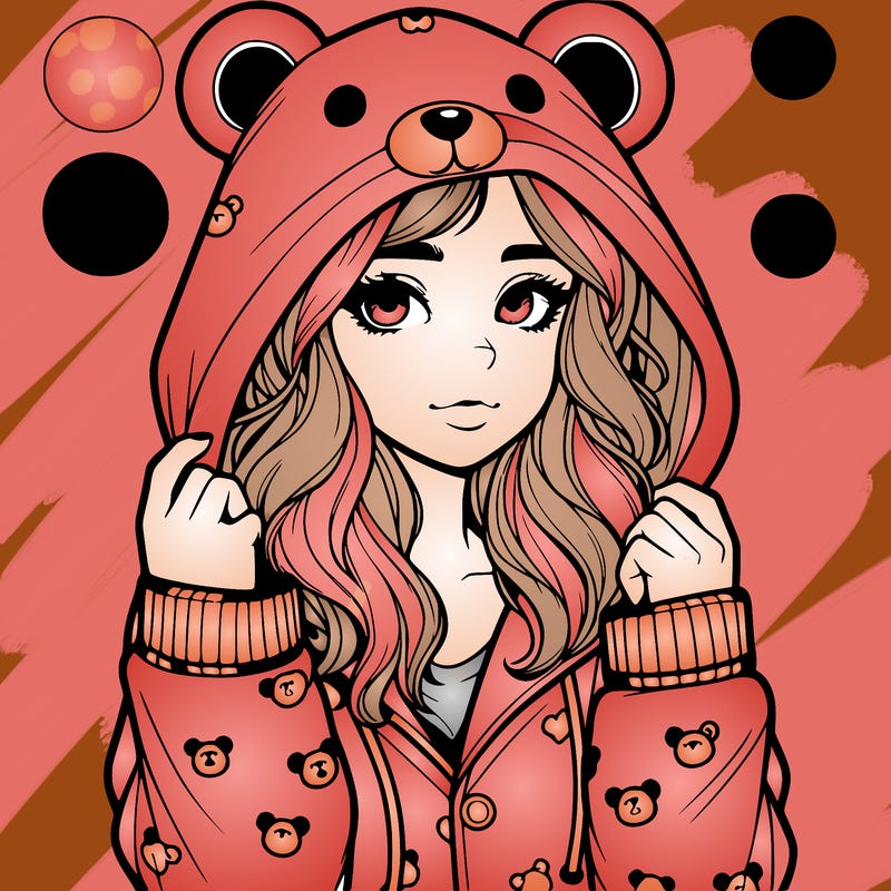 realistic girl in a animal pjs hoodie