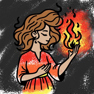 woman with fire