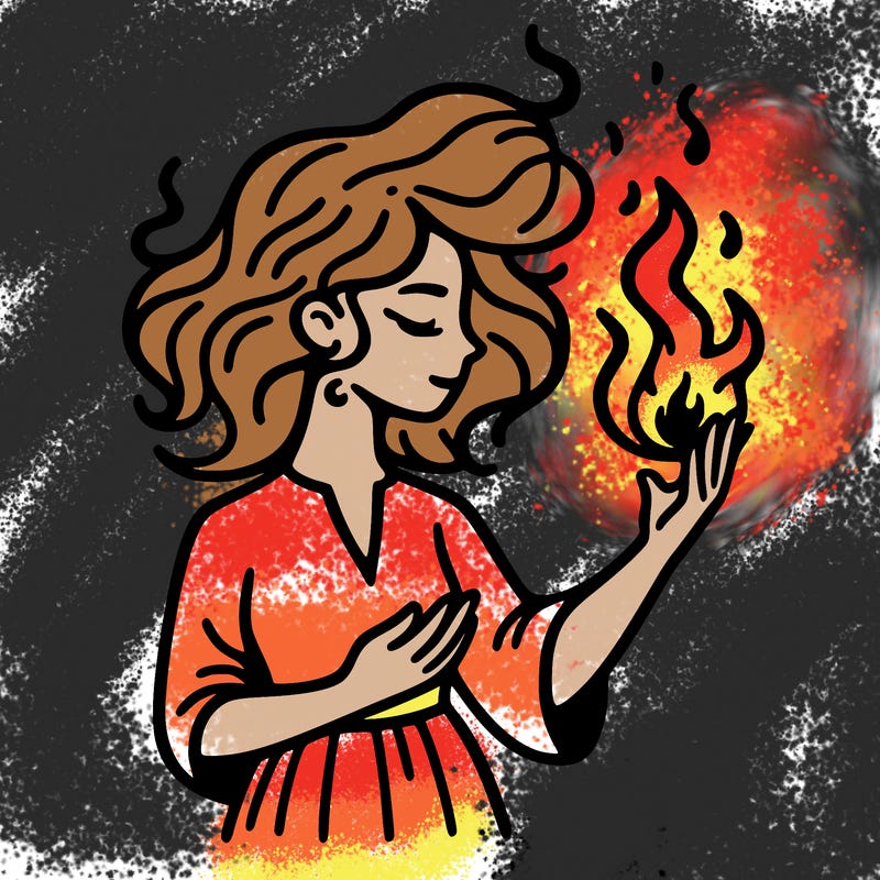 woman with fire