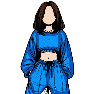 realistic girl faceless with baggy pants and a crop top
