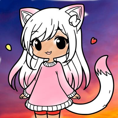 girl with cat ears and tail