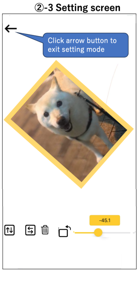 TracingMat app settings screen showing an image of a dog being rotated for tracing