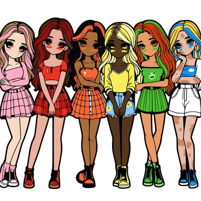 a group of girls realistic