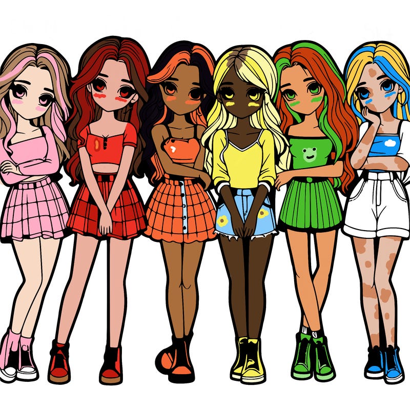 a group of girls realistic