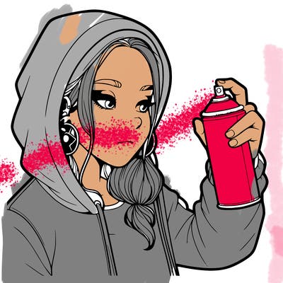 a realistic girl, spray painting