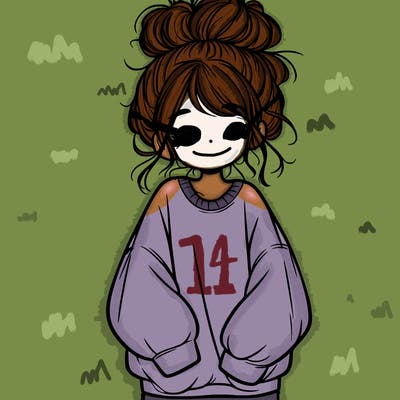 girl with baggy sweatshirt and messy bun