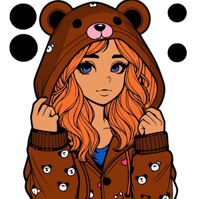 realistic girl in a animal pjs hoodie