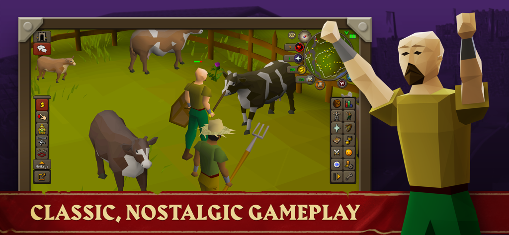 Captura de pantalla móvil de Old School RuneScape mostrando un juego nostálgico clásico