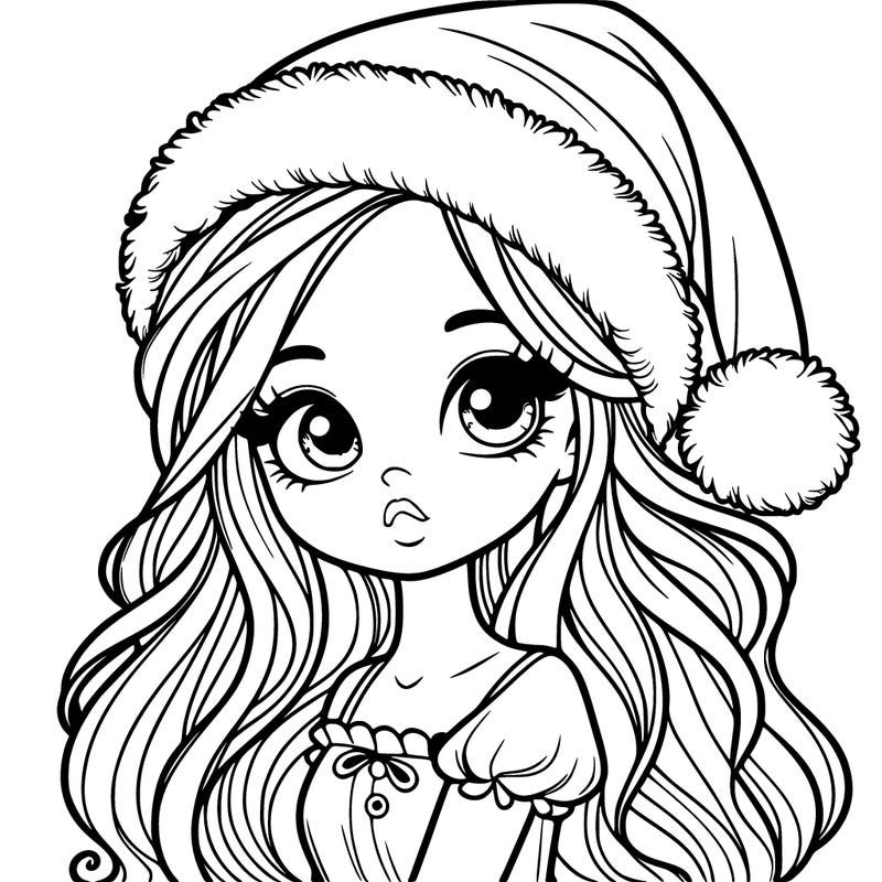 beautiful girl with a santa hat on