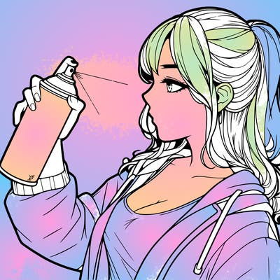a realistic girl spray, painting
