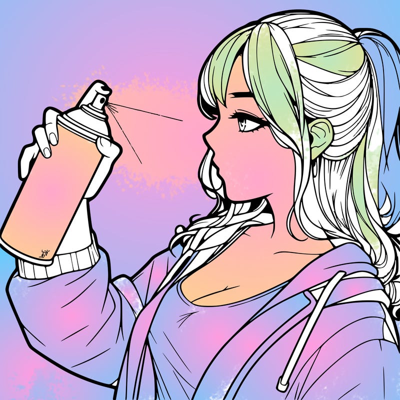 a realistic girl spray, painting