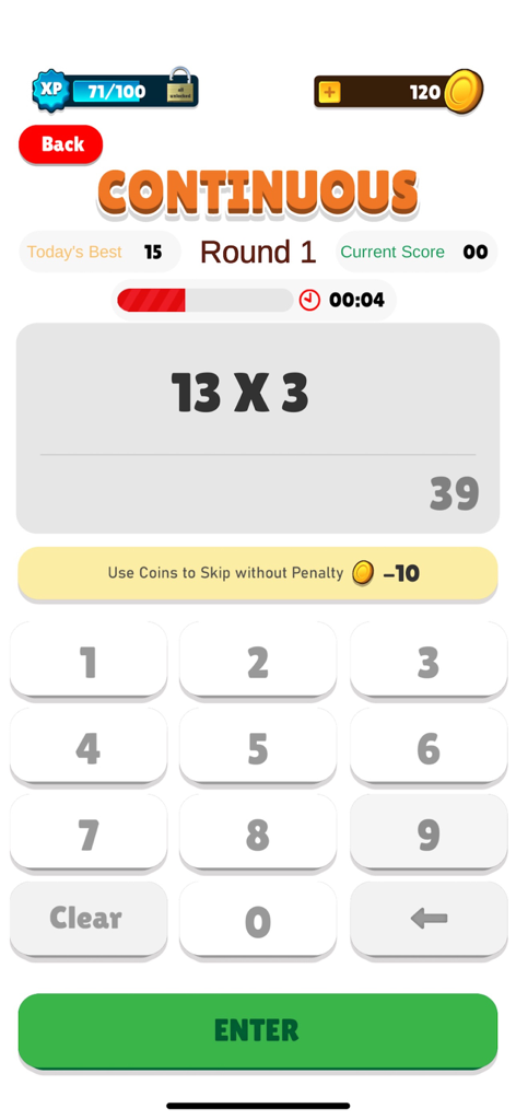 Quick Math Daily - Quick Math Daily continuous game mode multiplication challenge interface