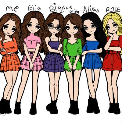 a group of girls realistic