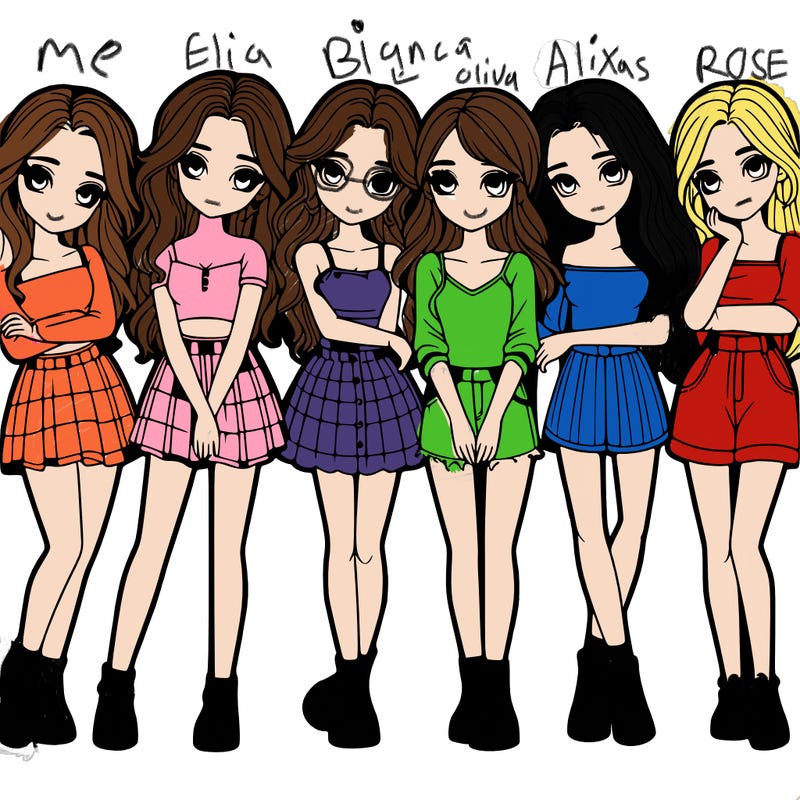 a group of girls realistic