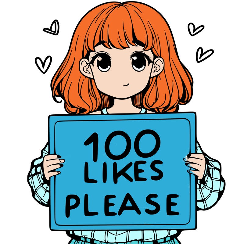 a girl holding a sign saying 100 likes please