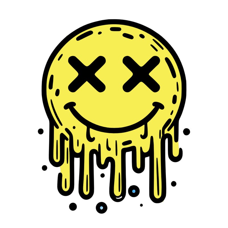 drippy smiley with x eyes