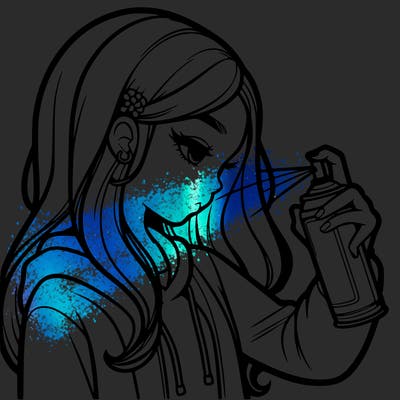 a realistic girl spray painting