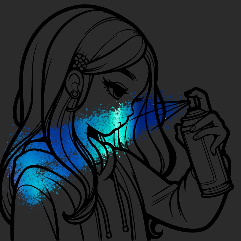 a realistic girl spray painting