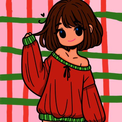 girl in baggy sweater hanging off her shoulder