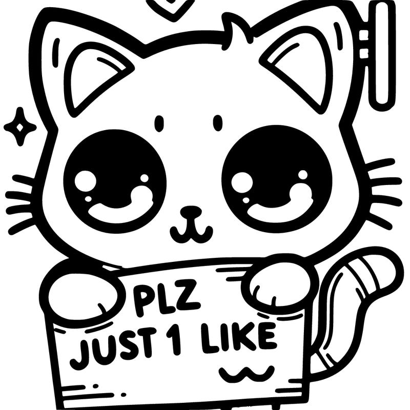 a cute cat holding a sign that says plz just 1 like
