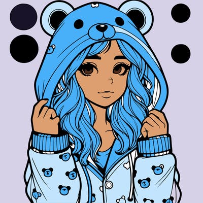 realistic girl in a animal pjs hoodie