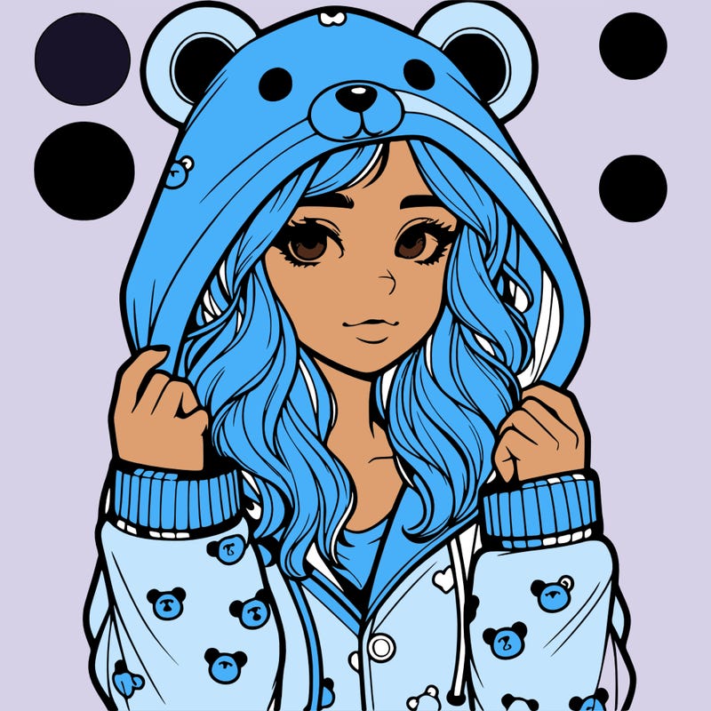 realistic girl in a animal pjs hoodie