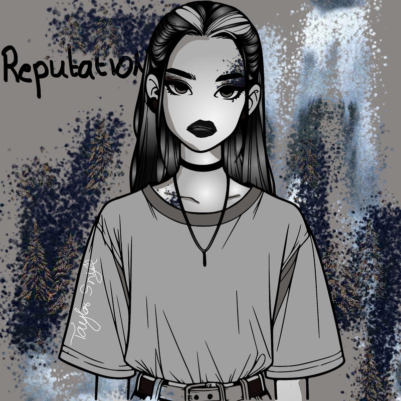 a woman looking straight ahead with baggy t-shirt and slick back long hair  and a chocker