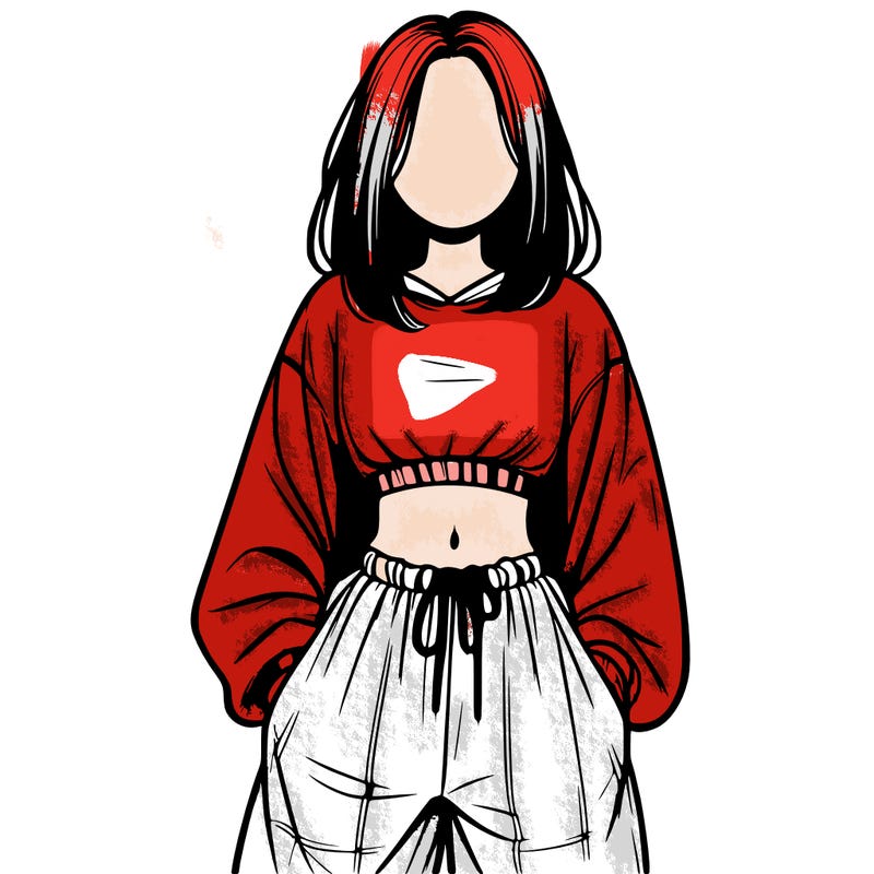 realistic girl faceless with baggy pants and a crop top