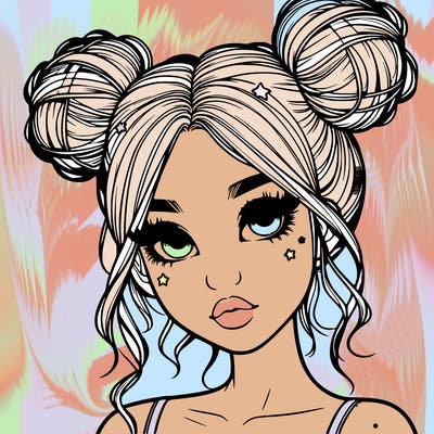 realistic girl with space buns