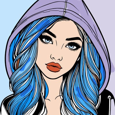 realistic beautiful girl with a hood on