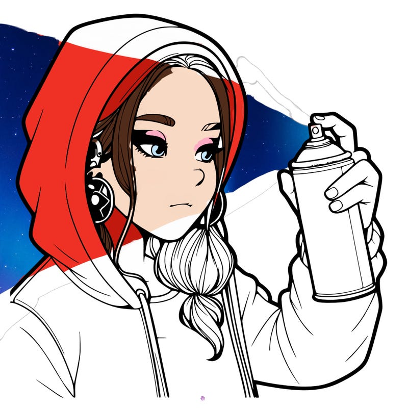 a realistic girl, spray painting