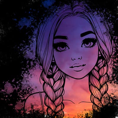 realistic girl with braids