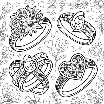 Discover a beautiful collection of Mother's Day rings designed for creative coloring. Each ring celebrates the special bond with Mom, making it a perfect activity to express your love.