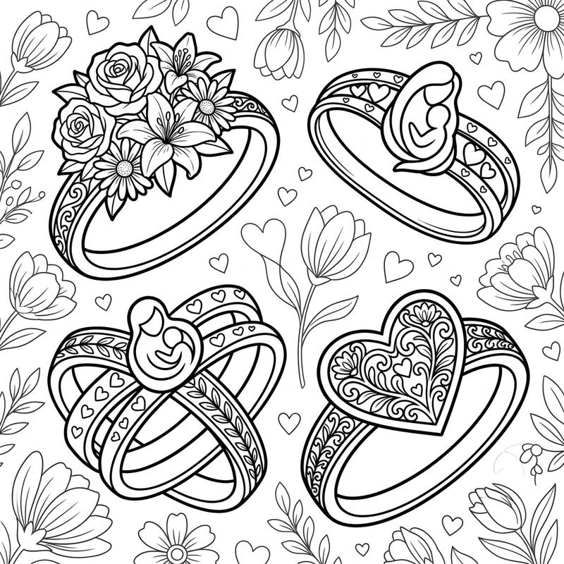 Discover a beautiful collection of Mother's Day rings designed for creative coloring. Each ring celebrates the special bond with Mom, making it a perfect activity to express your love.