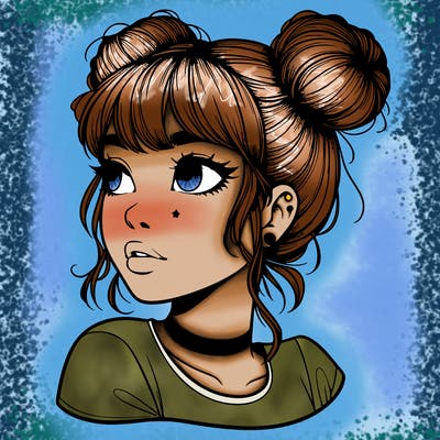 realistic girl with spacebuns