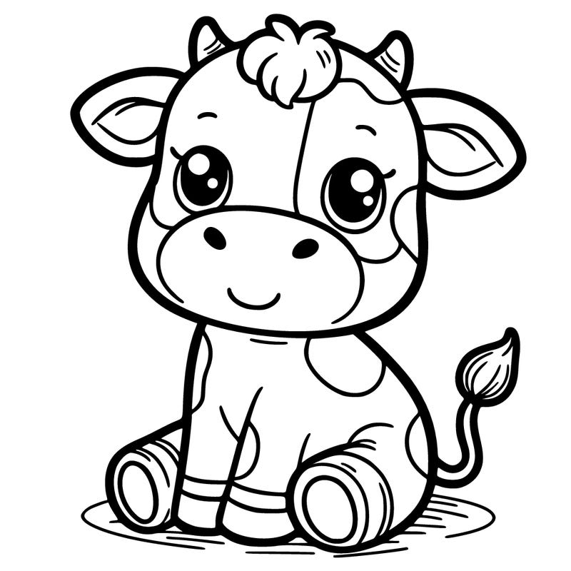 cute cartoon cow sitting down