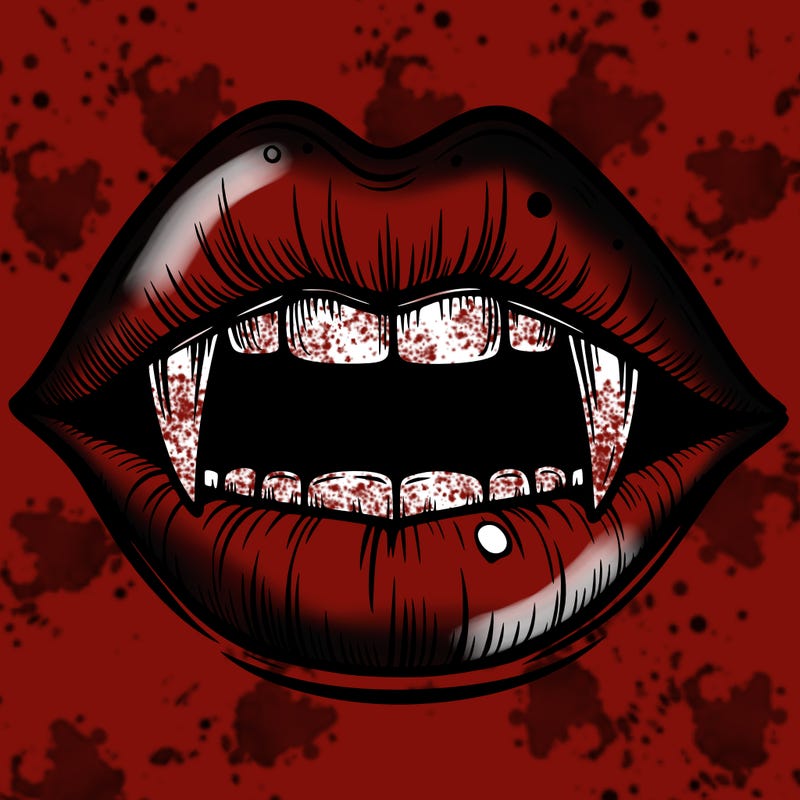 lips with vampire teeth