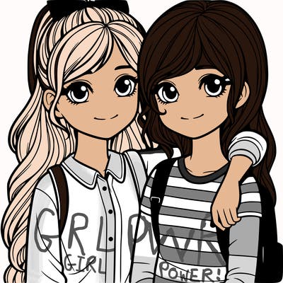 a realistic girl with her best friend