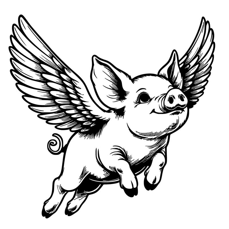 realistic pig flying