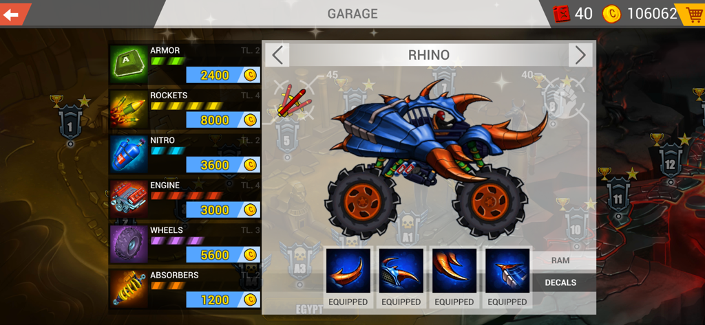 Mad Truck Challenge - Racing - Personalizando o caminhão monstro Rhino na garagem do Mad Truck Challenge
