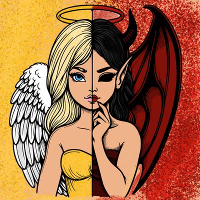 realistic angel half demon