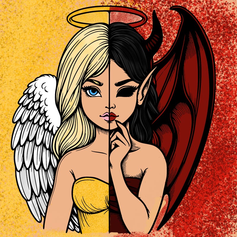 realistic angel half demon