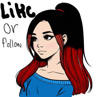 realistic girl with a high ponytail