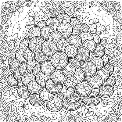 Dive into a world of riches with this captivating gold coins coloring page designed especially for teens. Explore a lavish pile of detailed coins, each waiting for your artistic touch.