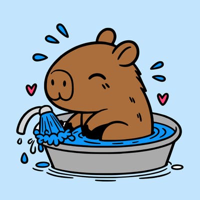 capybara taking a bath